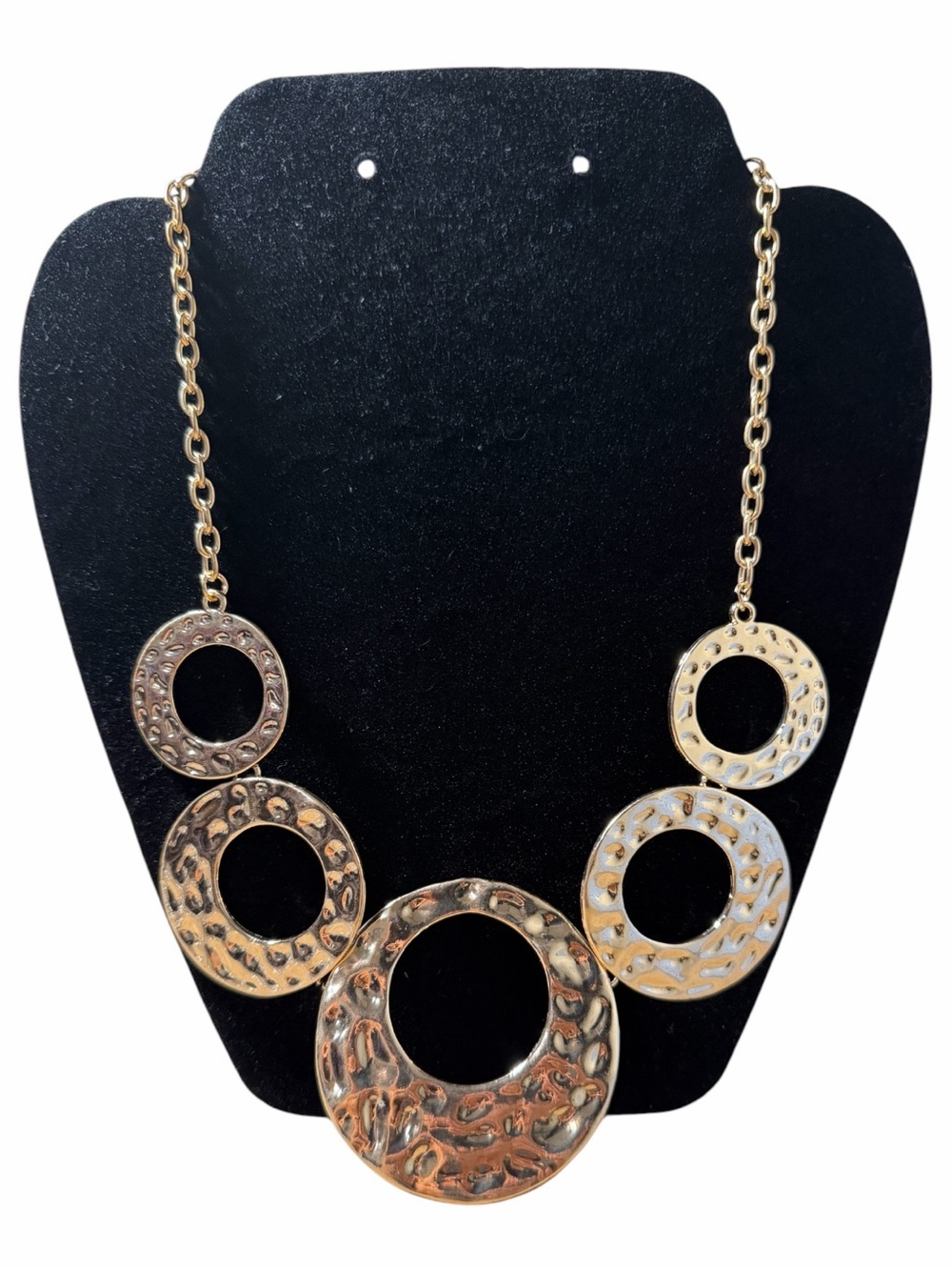 paparazzi Gold-tone Hammered Open Circle Pendant Necklace
